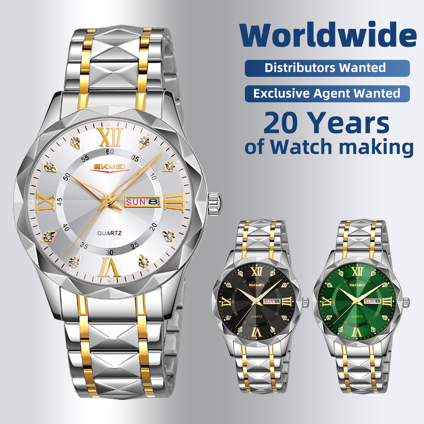 SKMEI 9369 Stable Quartz Movement Men Metal Band Watch