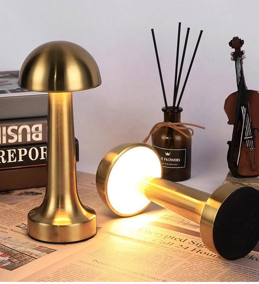 RGB Rechargeable Battery-Powered LED Night Light Bar Dimmable Mushroom Desk Lamp with E26 Base for Bedroom Use