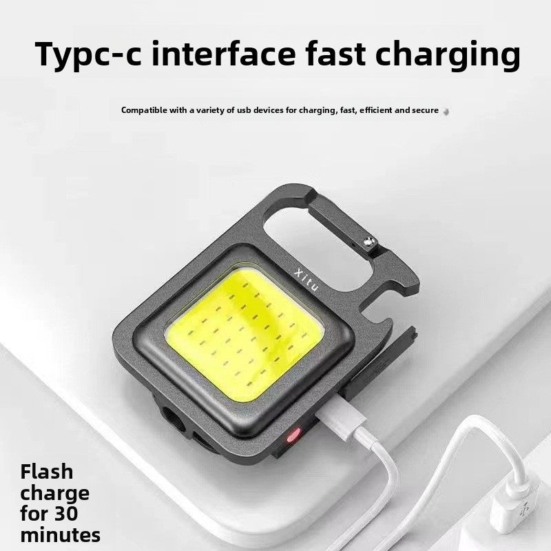USB Rechargeable 500mA Mini COB LED Keychain Light Multifunctional for Camping Emergency Outdoor Lighting