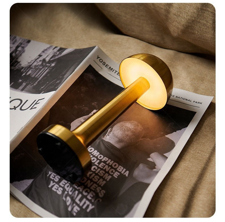 RGB Rechargeable Battery-Powered LED Night Light Bar Dimmable Mushroom Desk Lamp with E26 Base for Bedroom Use