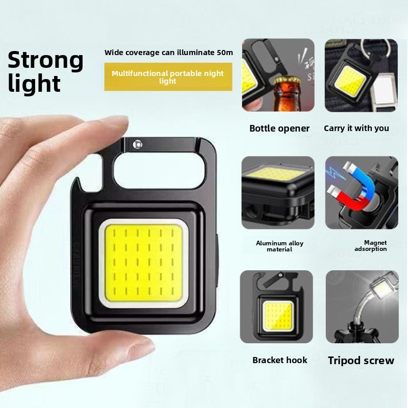 USB Rechargeable 500mA Mini COB LED Keychain Light Multifunctional for Camping Emergency Outdoor Lighting