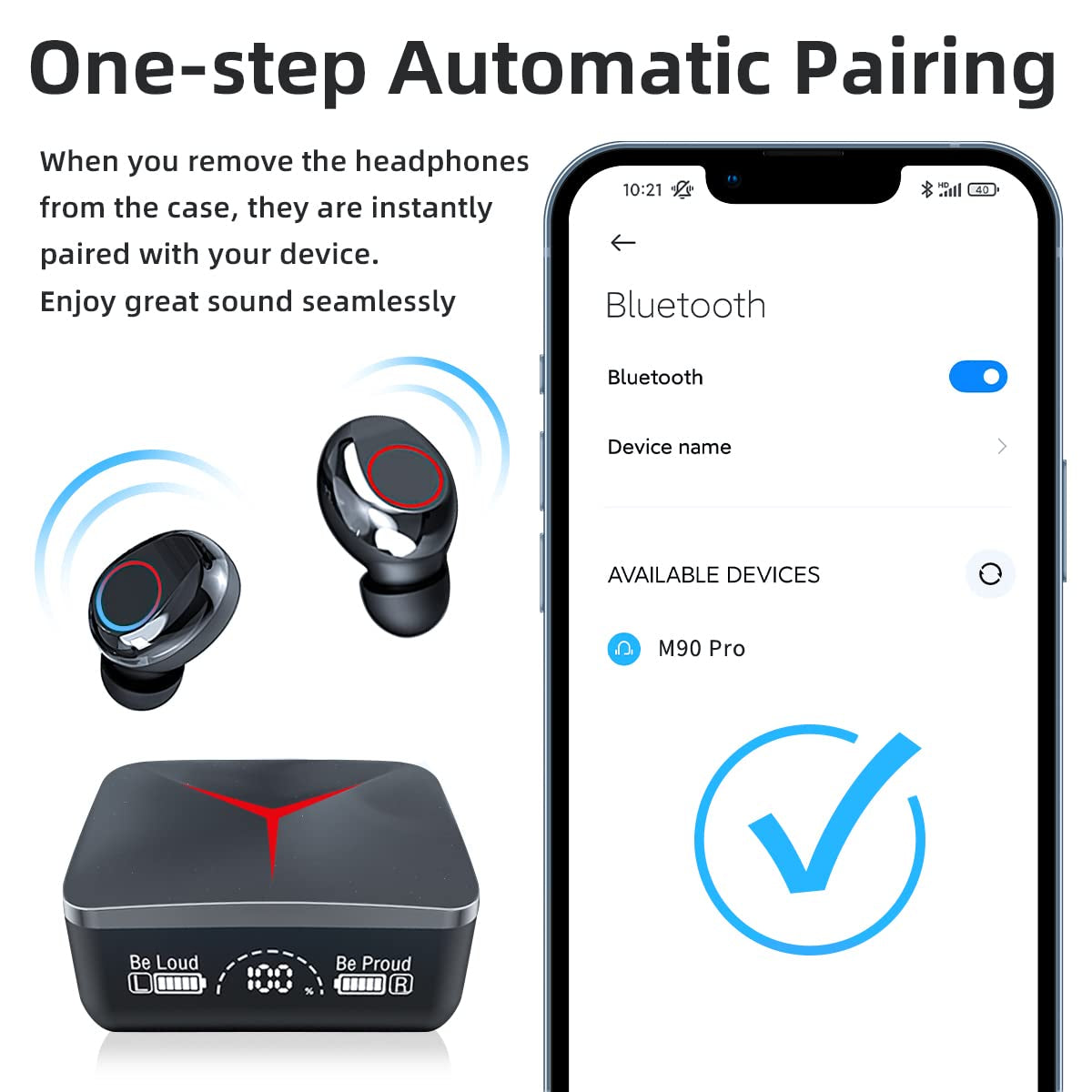 TWS M90 Pro Wireless Stereo Earphones Noise Cancelling Earbuds LED Display Gaming Headset Stereo Earbud