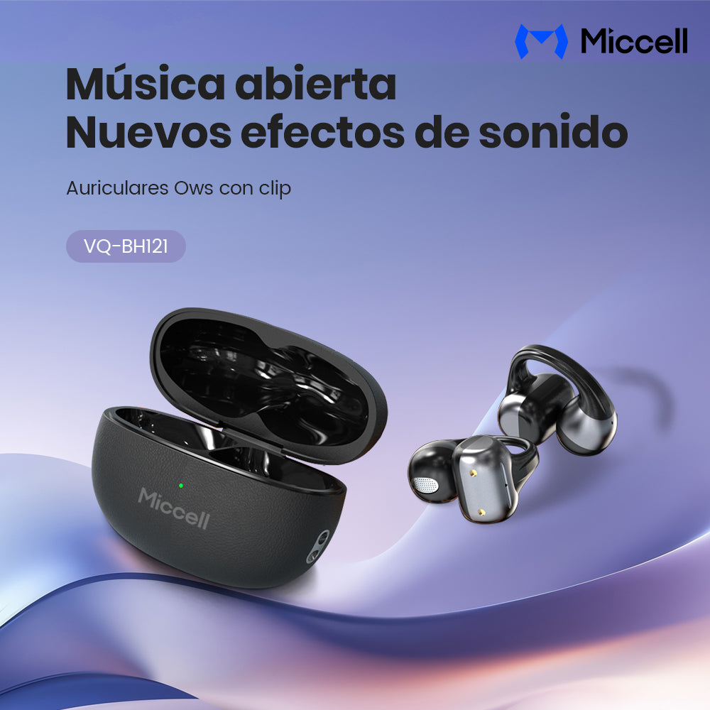 Miccell Auriculares Inalambricos Clip-on Ligeros Con Bluetooth 6.0 Y Sonido Hi-Fi Para Deporte, Juegos Y Viajeros