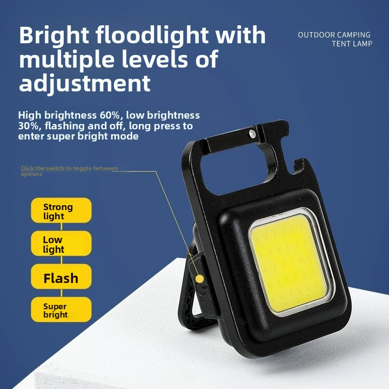 USB Rechargeable 500mA Mini COB LED Keychain Light Multifunctional for Camping Emergency Outdoor Lighting