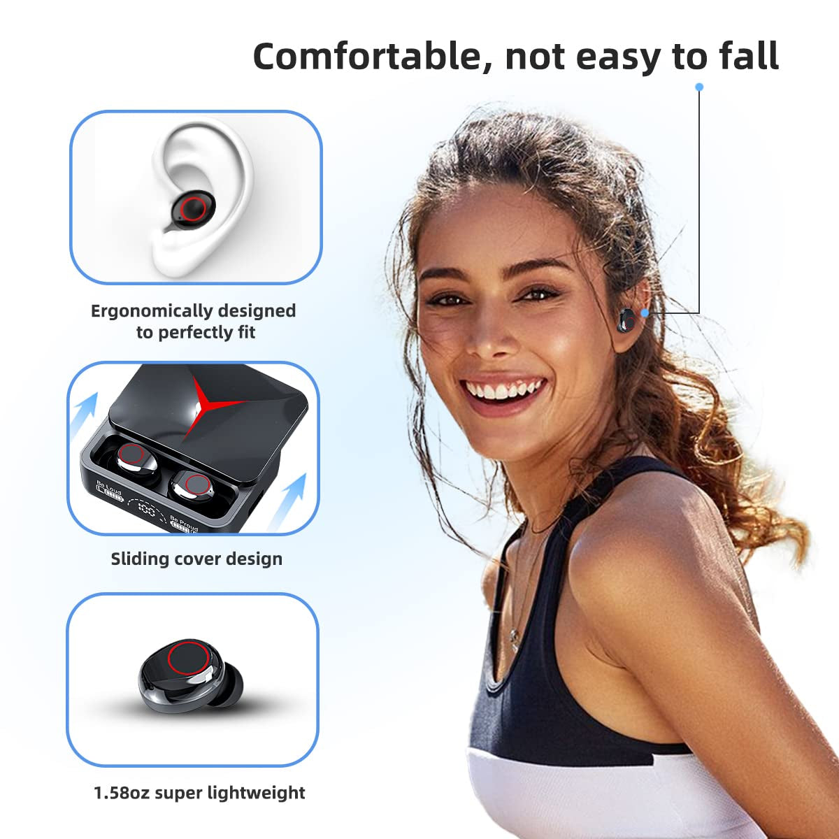 TWS M90 Pro Wireless Stereo Earphones Noise Cancelling Earbuds LED Display Gaming Headset Stereo Earbud